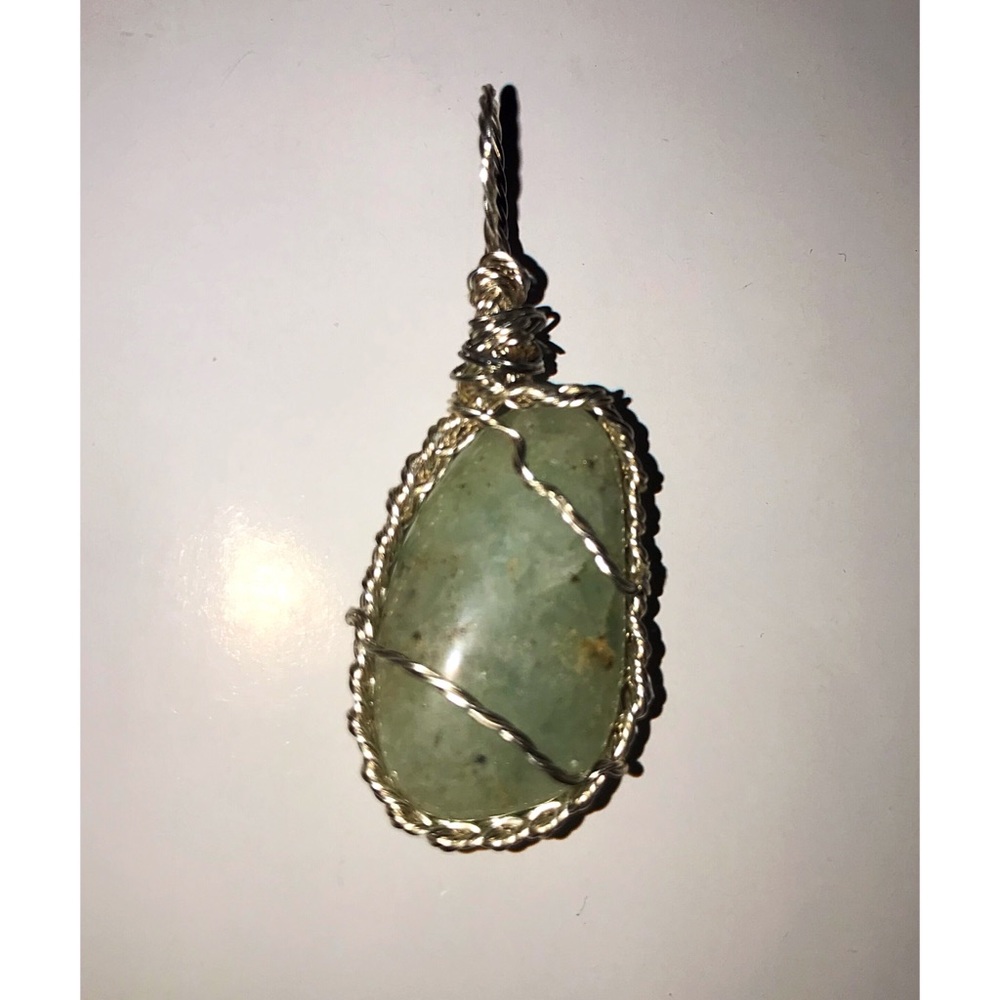 Aqua wrapped stone necklace